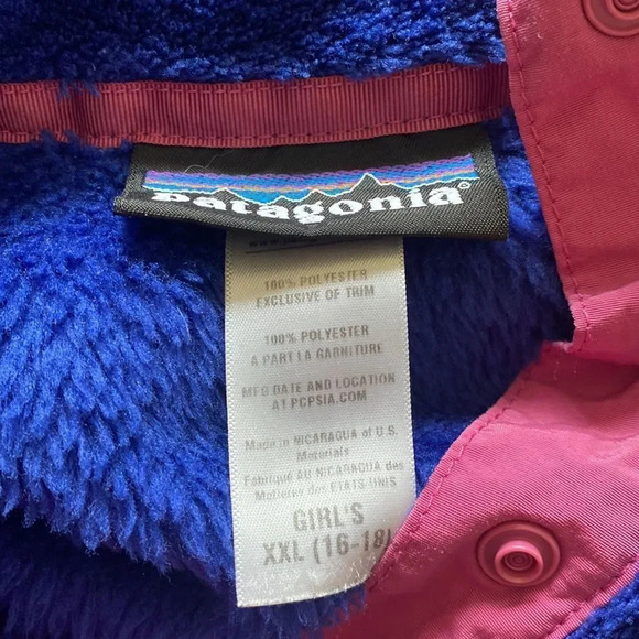 Patagonia girls XXL (womens small) Synchilla Fleecw blue pink great condition - Picture 6 of 6